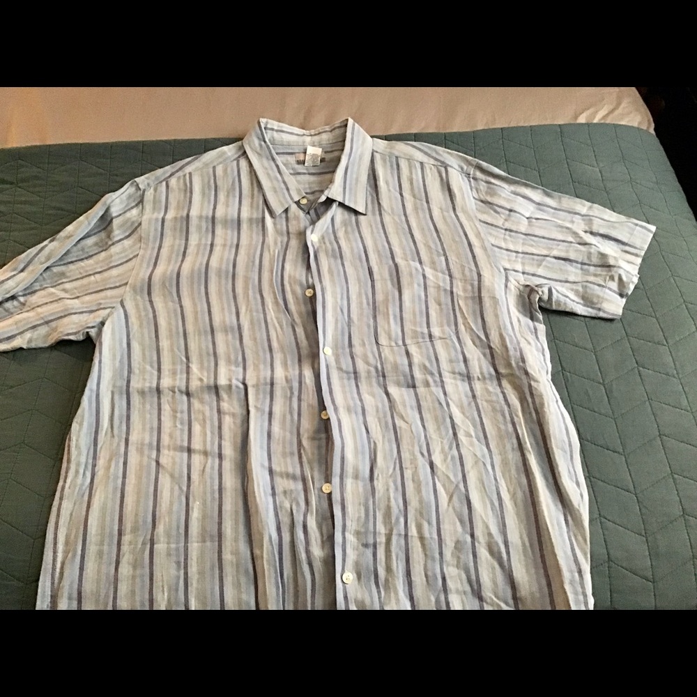 Breakwater  Blue/tan/white Linen Button down shirt-L